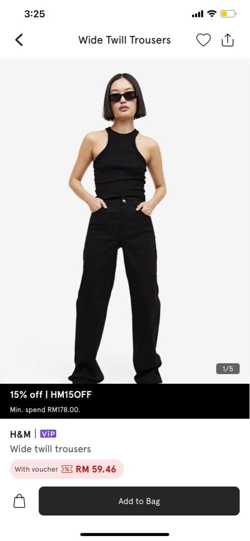 H M Wide Twill Trousers Women s Fashion Bottoms Other Bottoms