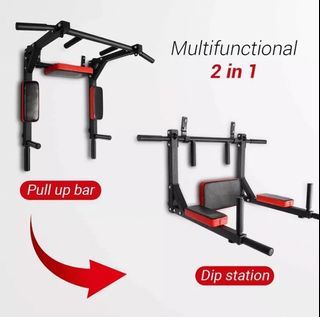 Home Gym Chin up pull up / Dip Station wall mount fitness exercise equipment / Multifunction Pull Up Dip Station /