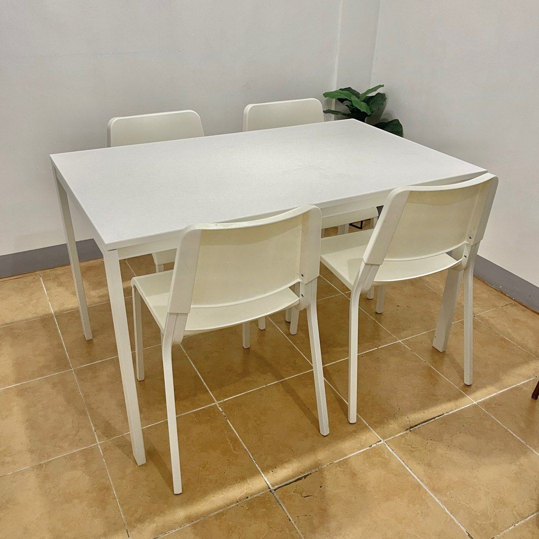 IKEA DINING TABLE 4 SEATER WHITE on Carousell