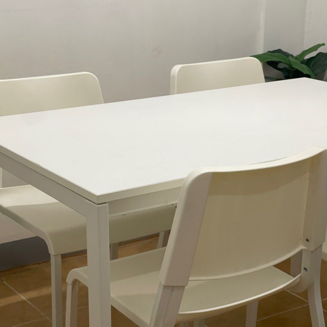 IKEA DINING TABLE 4 SEATER WHITE on Carousell