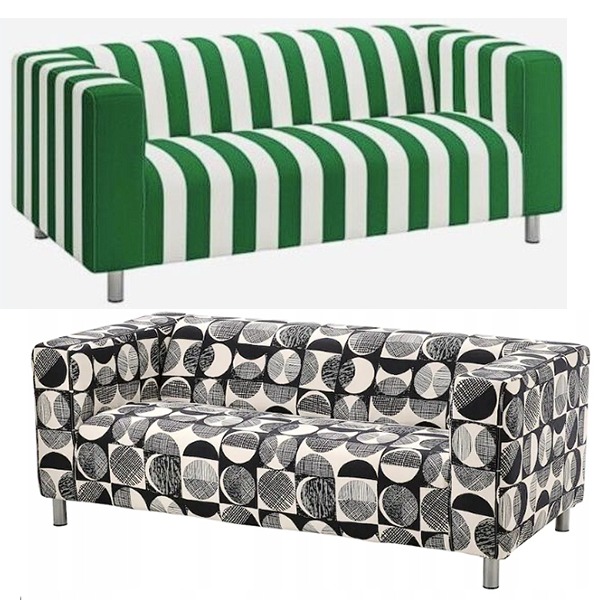 IKEA KLIPPAN Sofa Cover Radbyn Green White / Grossbol Black Beige
