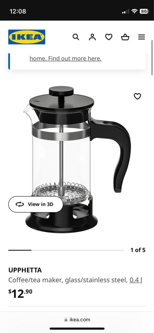 UPPHETTA coffee/tea maker glass/stainless steel 0.4 l - IKEA