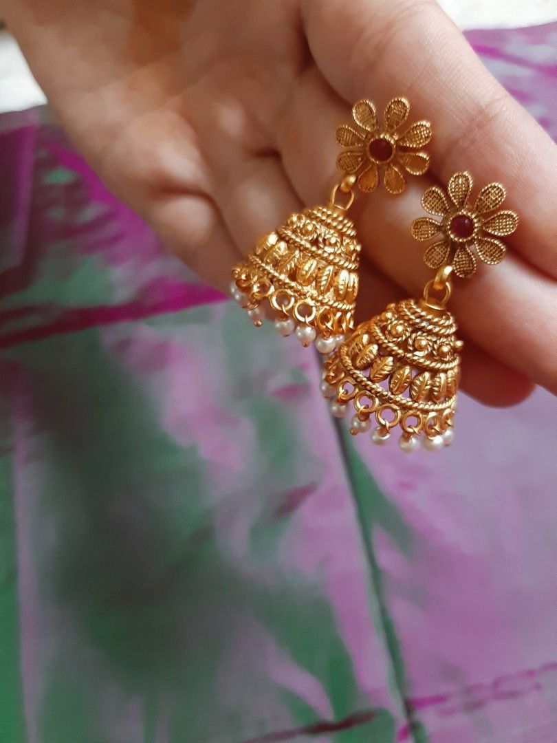 Gold earrings traditional store jewellery