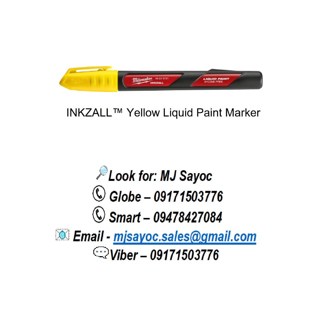 Milwaukee inkzall liquid paint marker yellow