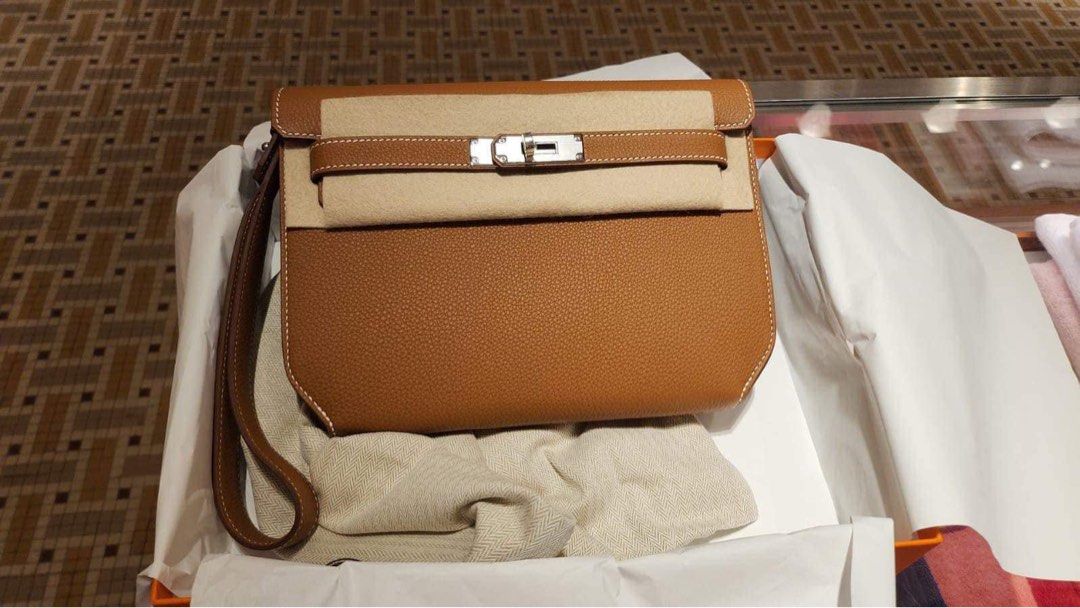 Hermes Pochette Depeches 25 gold togo PHW