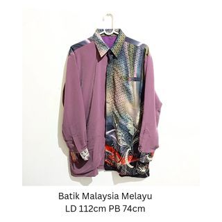 Kemeja Batik Malaysia Melayu Premium Ada Furing Dusty Purple Ungu Baju Kondangan Atasan Pria