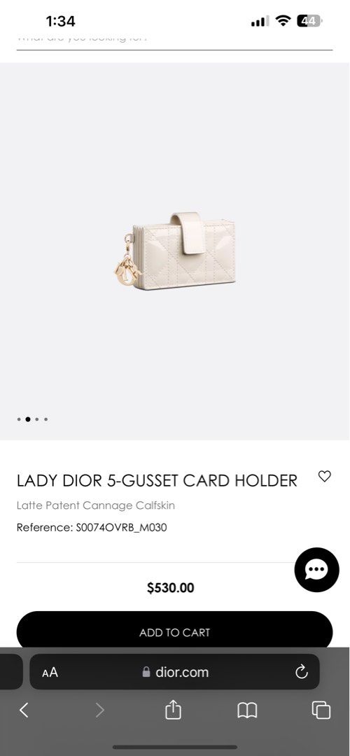Lady Dior 5-Gusset Card Holder Latte Patent Cannage Calfskin