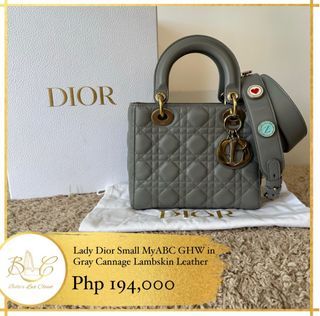 Dior - Small Lady Dior My ABC Bag Stone Gray Cannage Lambskin - Women