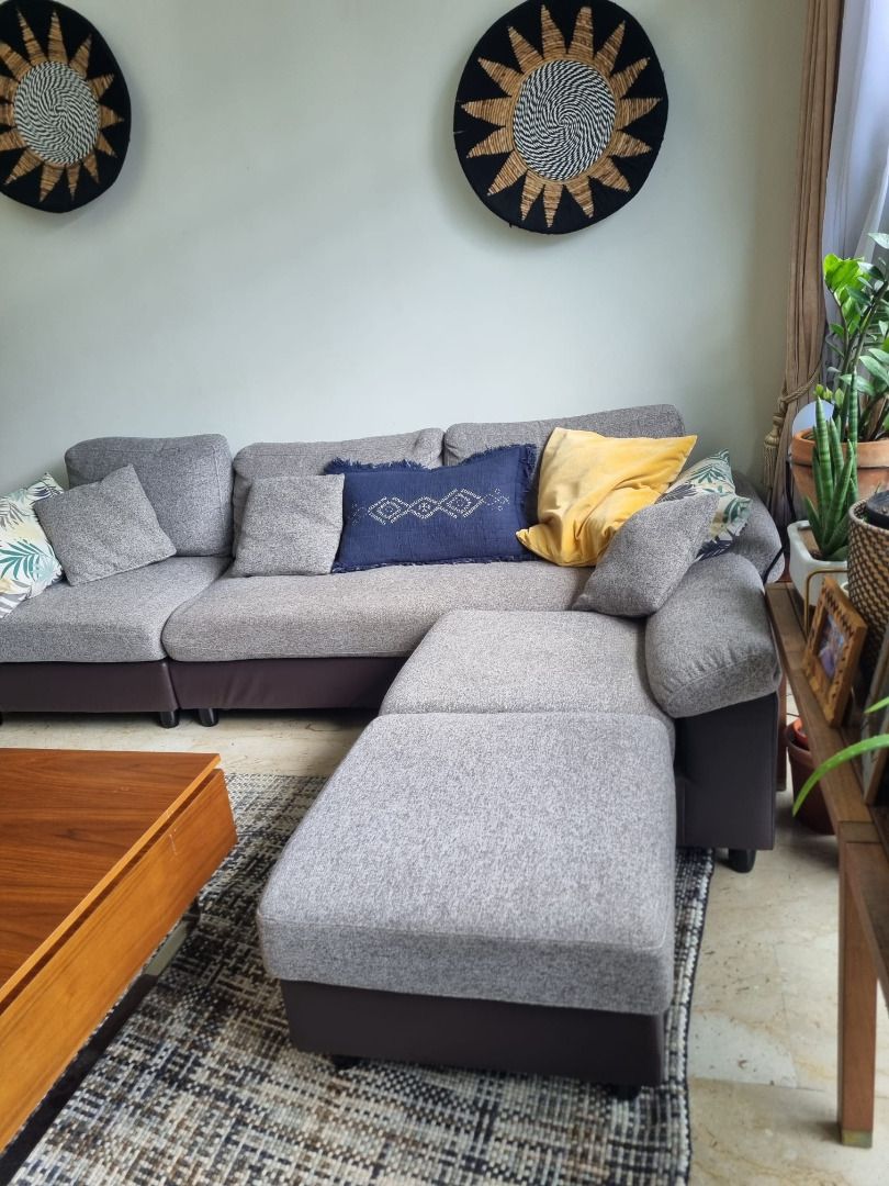 MUST GO L Couch w Extension Ottoman Furniture Home Living