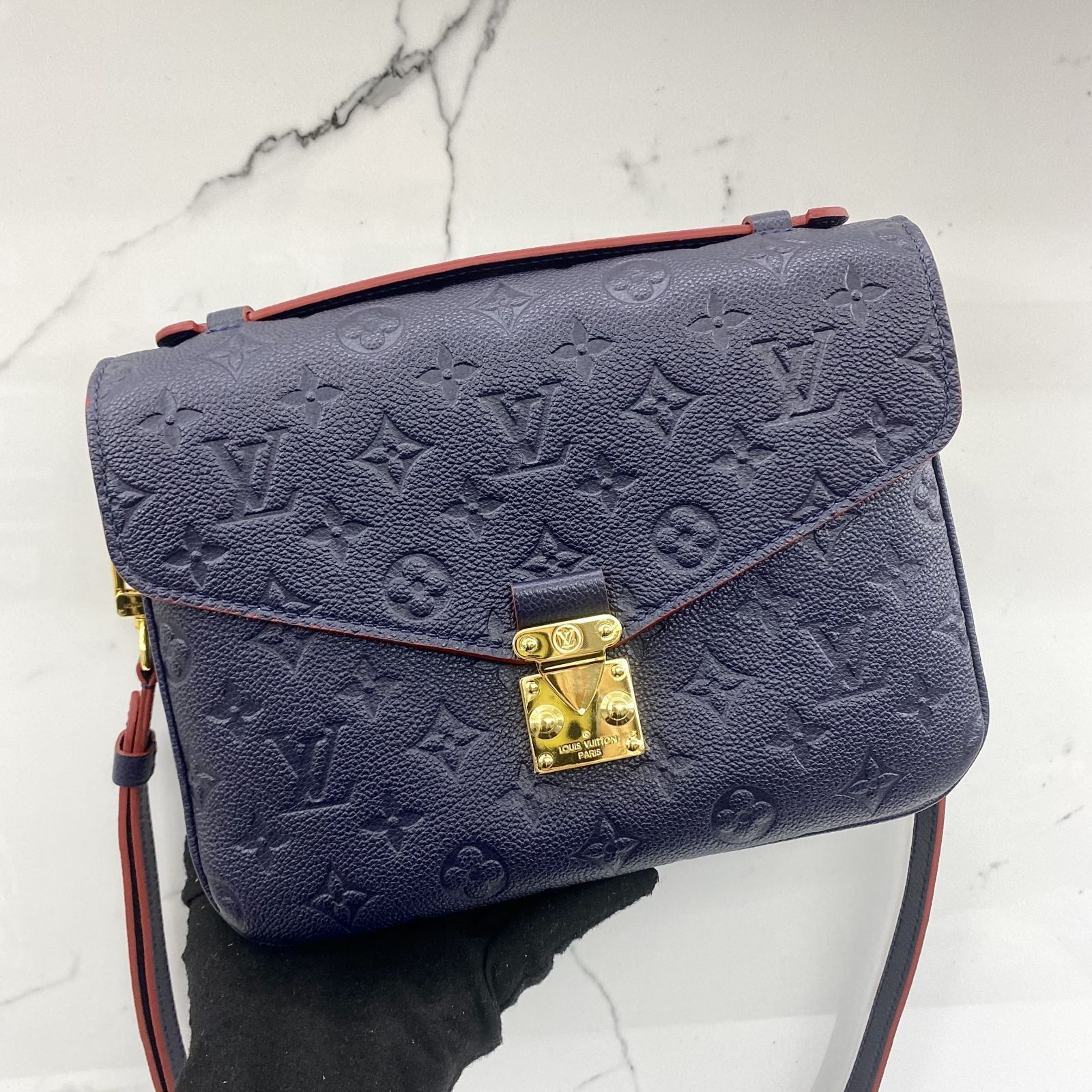 LV Pochette Metis Navy Blue Empreinte Leather, Luxury, Bags & Wallets on  Carousell