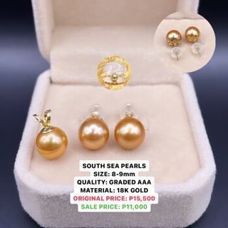 LUSTROUS SOUTH SEA PEARLS IN 18K GOLD STUD AND PENDANT 