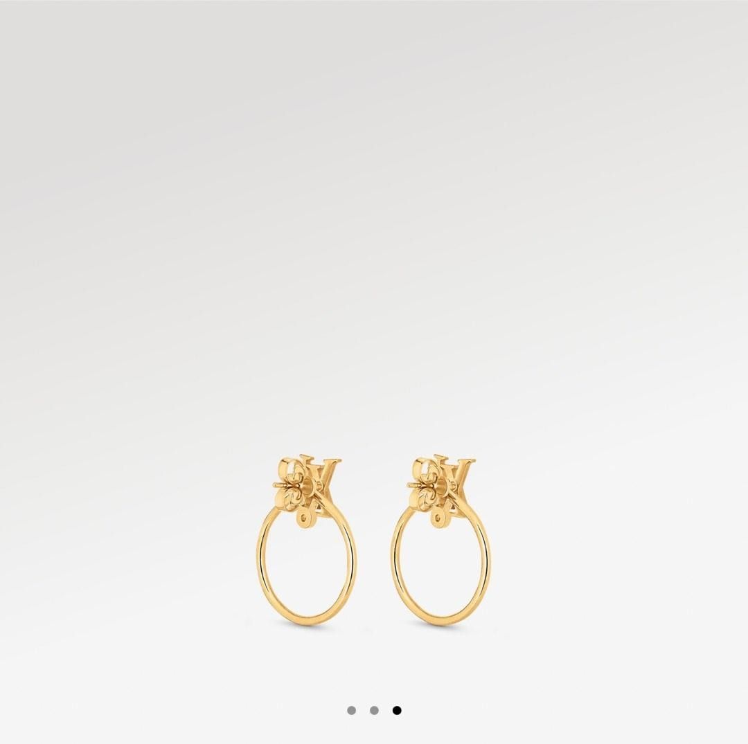 Louis Vuitton M00774 LV Eclipse Earrings, Gold, One Size