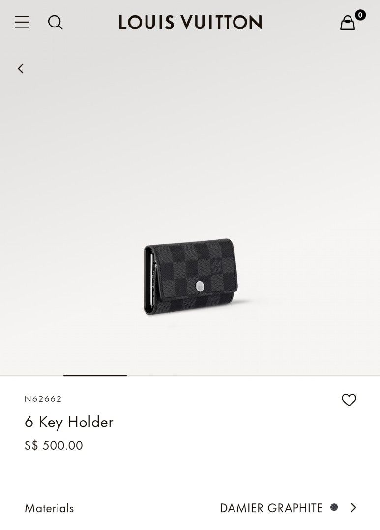 LV Louis Vuitton 6 key holder Damier Graphite, Luxury, Bags & Wallets