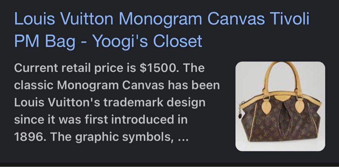 Louis Vuitton Monogram Canvas Tivoli PM Bag - Yoogi's Closet