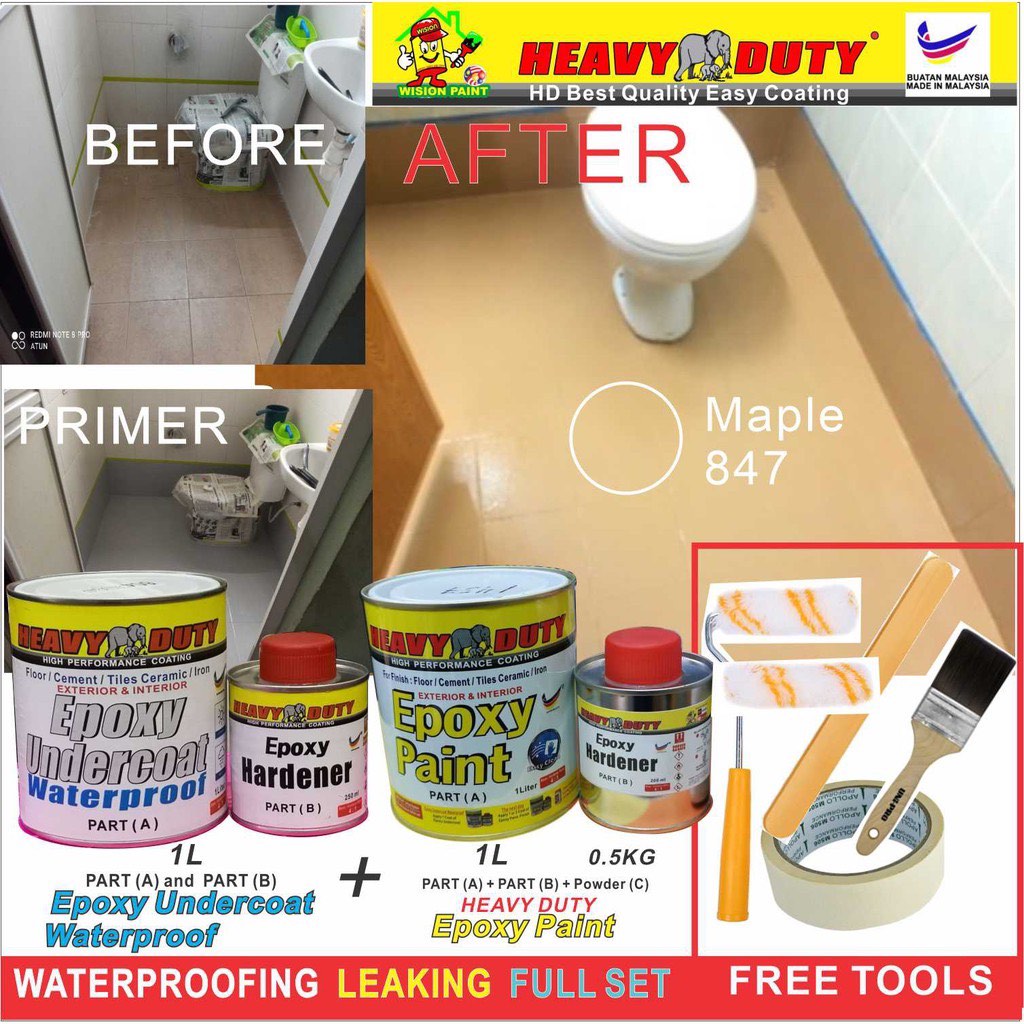 maple 847 { FULL SET } Epoxy Floor Coating HEAVY DUTY ( FREE Tool Set