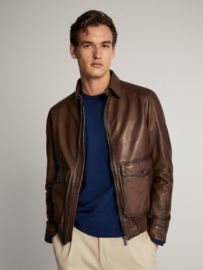 Massimo dutti leather jacket mens store