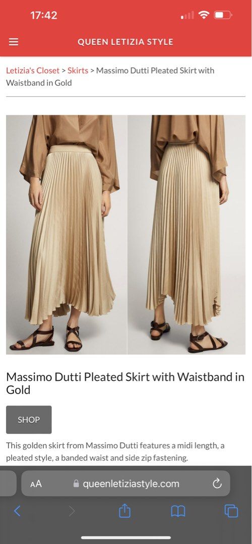 Massimo Gold Pleated Skirt
