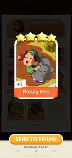 Monopoly Go Sticker: FLOPPY EARS / MUD BATH (Set 16 - On Safari)
