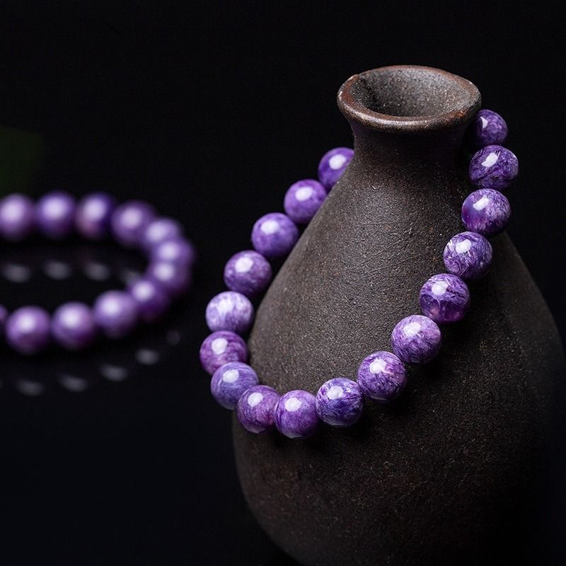 Natural Charoite Beads Bracelet Amethyst Stone Crystal Women