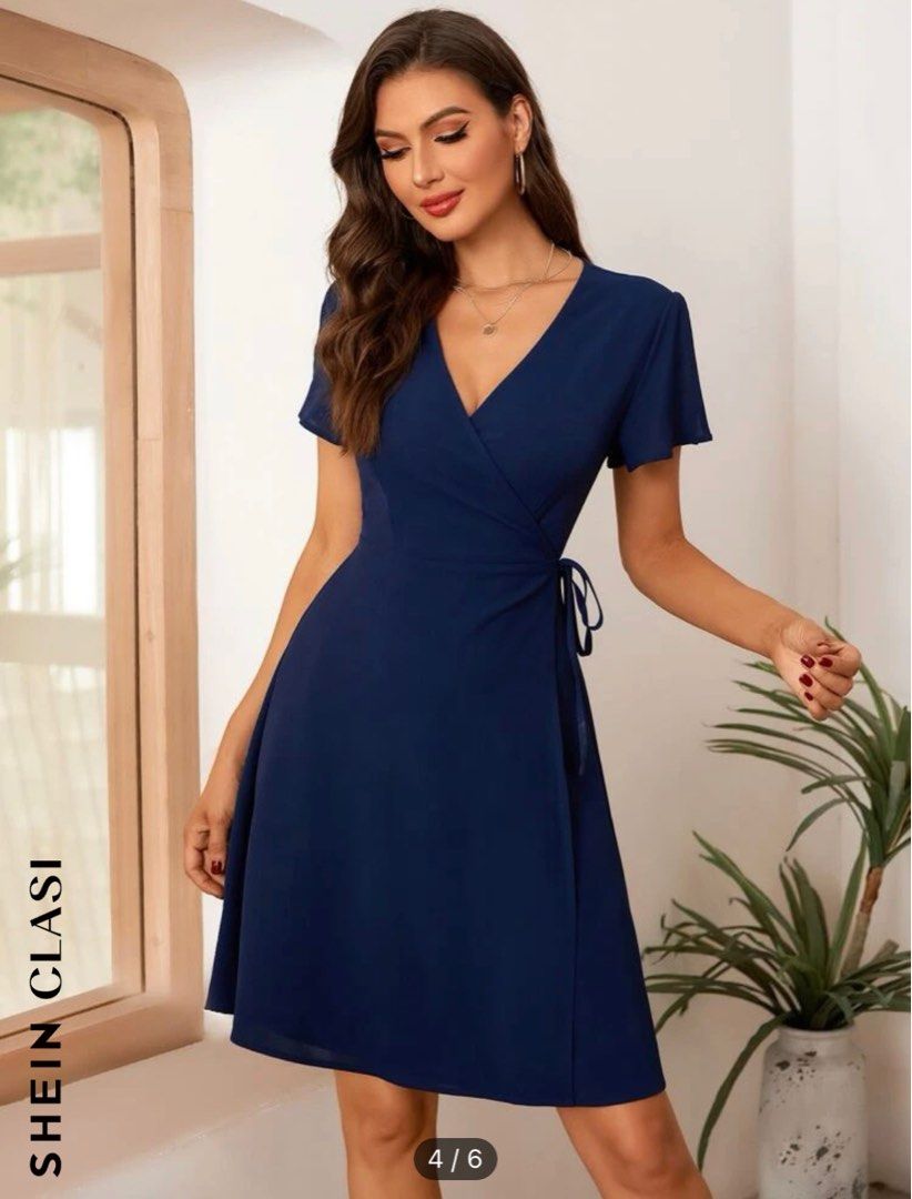 Casual cheap wrap dress