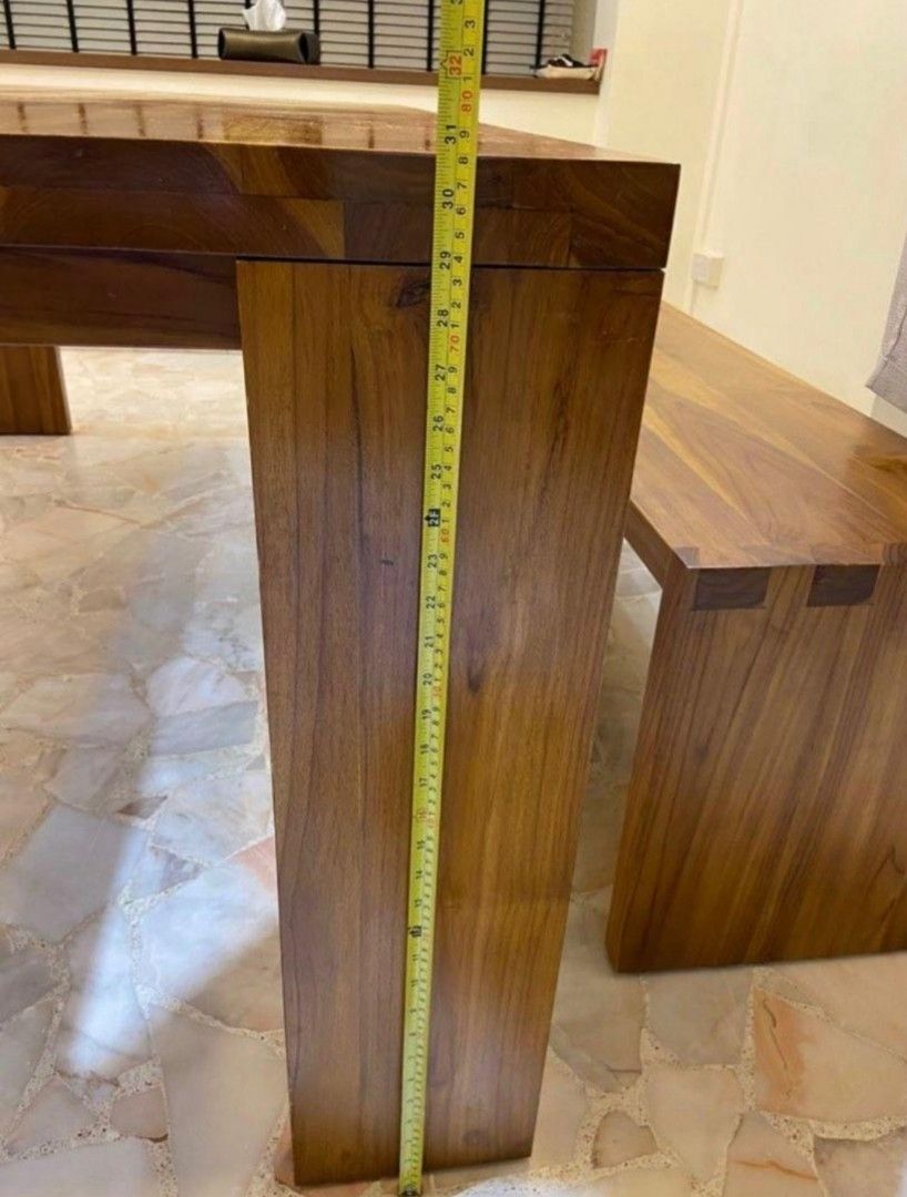 Nigerian Teak Dining Table & Bench, Furniture & Home Living, Furniture