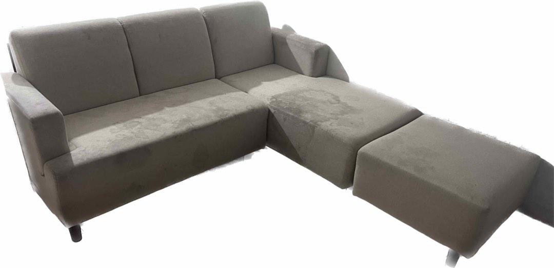 Original Mandaue Foam L Shape Sofa Light Beige color couch Move out Sale living room bedroom