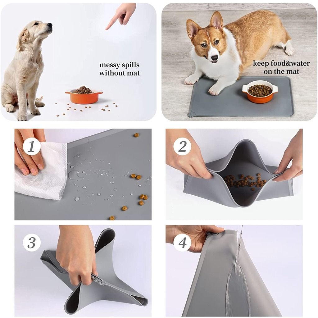 Silicone Pet Feeding Mat For Cat And Dog, Prevent Spillage And Leakage,  Waterproof Anti-mess Kitten & Puppy Food Tray, Pet Supplies
