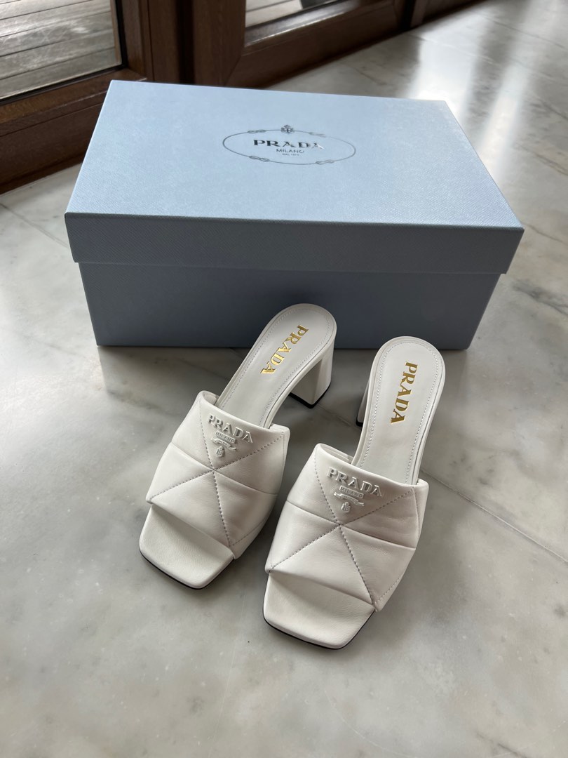 White prada slides best sale