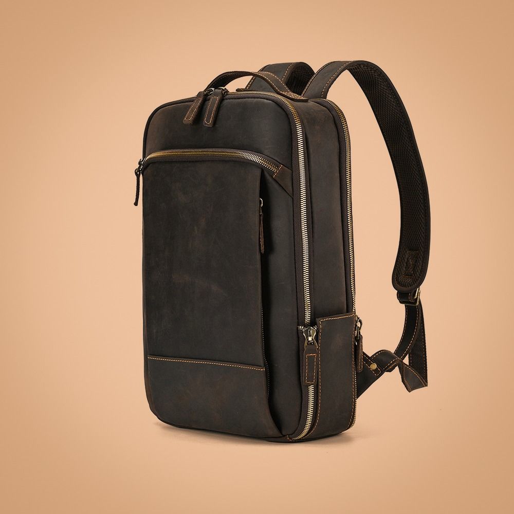 Full grain clearance leather backpack