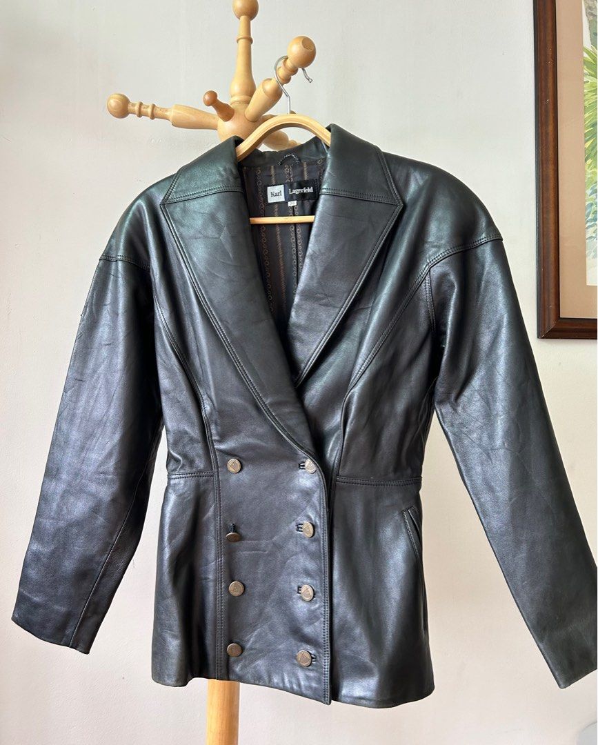 Rare Vintage Karl Lagerfeld real leather jacket coat, Women's Fashion ...
