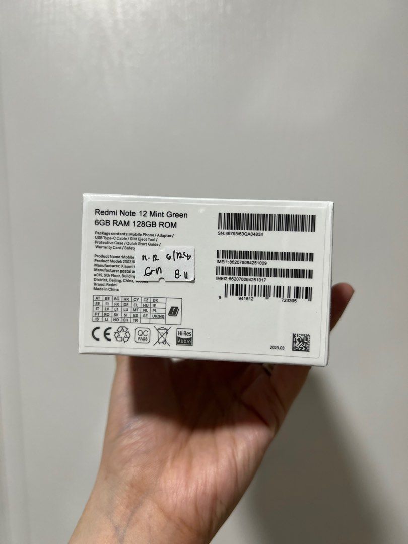 Redmi Note 12 Brand New SEALED (6/128h) (Category: Android Others) located in Manila. Submitted by prelovedbyarielle (Listing ID 1250309280, Image 3). Description: Message for your inquiries! Price is negotiable. .
