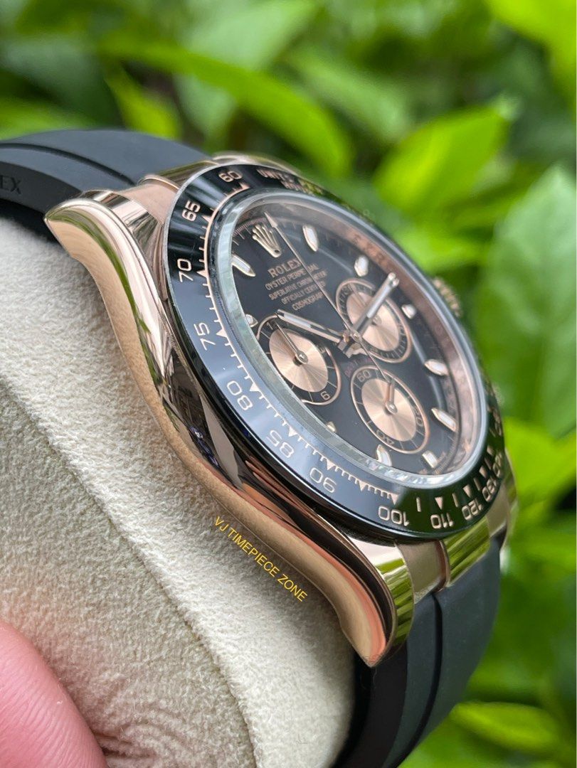 Rolex Daytona Rose Gold Black Dial OysterFlex Strap 40mm