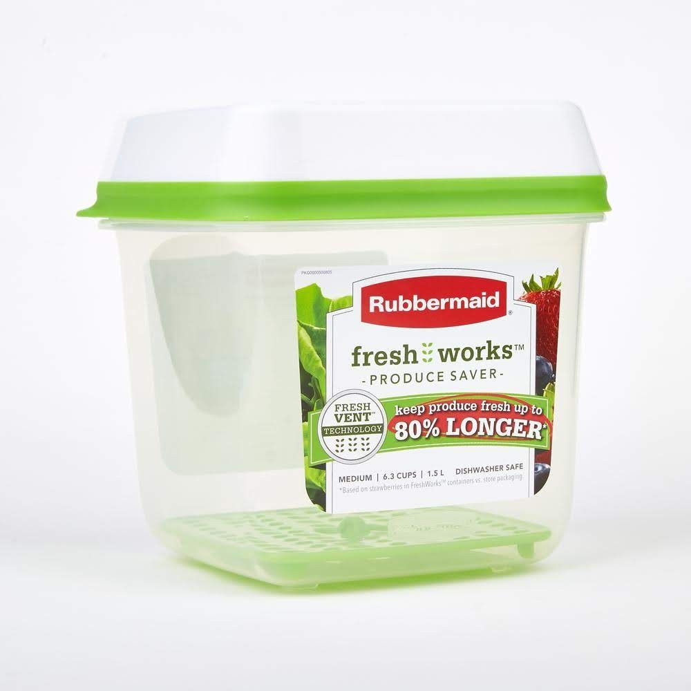 Rubbermaid FreshWorks Produce Saver Storage Container Medium 6.3 Cup 1.5 L  Green