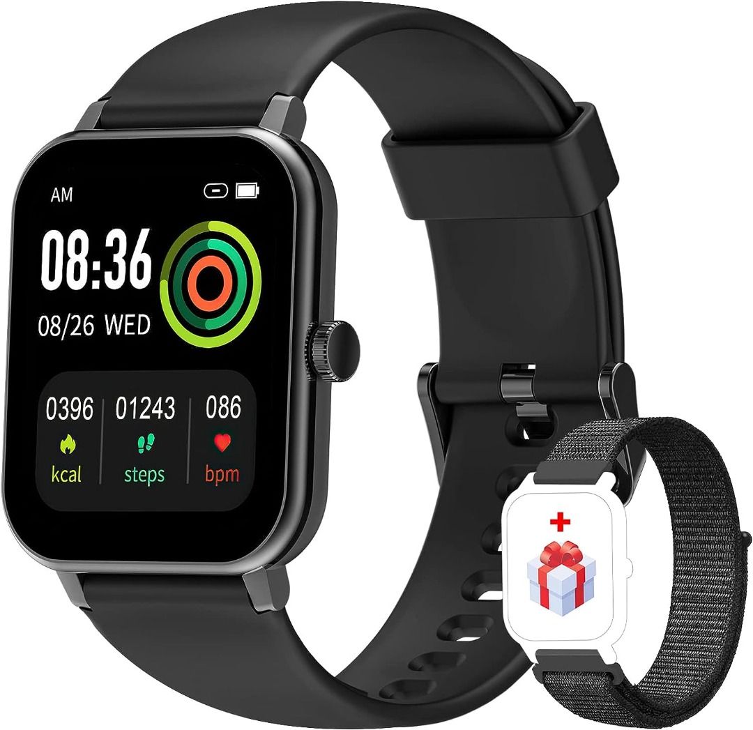 Sale IOWODO Smart Watch Fitness Tracker 1.69 HD Touch Screen with Heart Rate Monitor Sleep Tracking Temperature Detecting IP68 Waterproof
