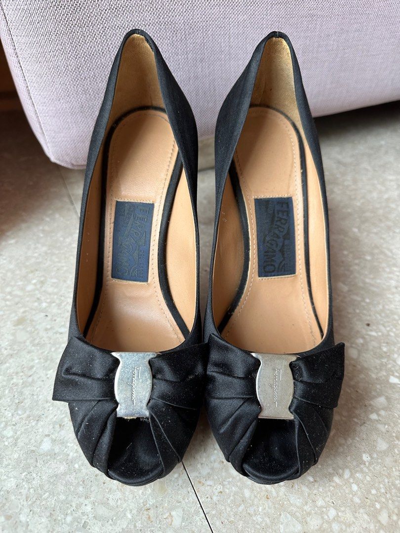 Salvatore Ferragamo Peep Toe Pumps Heels Women s Fashion Footwear Heels on Carousell