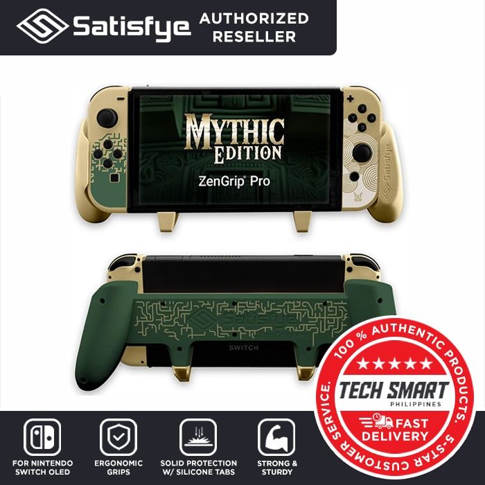 Satisfye - ZenGrip Pro Gen 3 OLED, a Switch Grip Compatible with Nintendo Switch - Comfortable & Ergonomic Grip, Joy Con & Switch Control (Category: Cases & Covers) located in Las Pinas. Submitted by techsmartph (Listing ID 1250272629, Image 3). Description: Black - PHP 2399 Pynkalicious - PHP 2399 Mythic Edition - PHP 2599 * OUR NEW ANTI-SCRATCH silicone tabs floating solution keeps your Switch from coming into direct contact with the Switch gri
