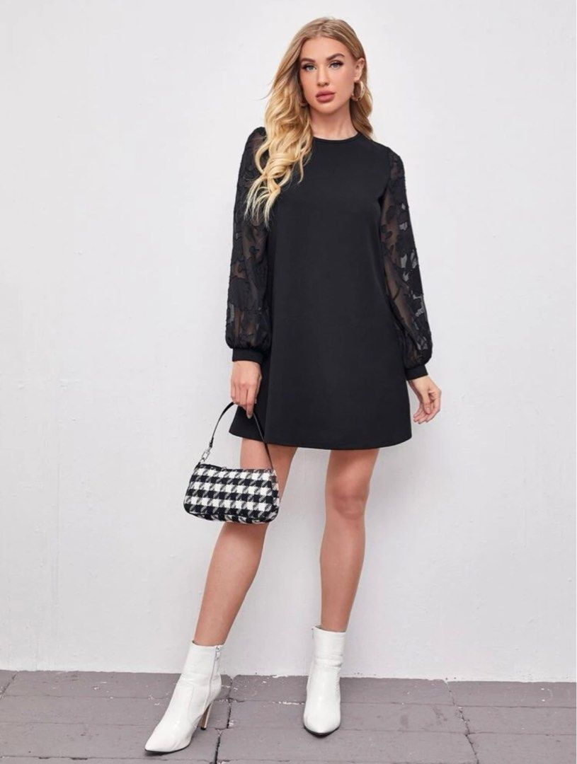Shein Sheer Lantern Sleeve Dress (Category: Dresses) located in Quezon City. Submitted by itsbackontherack (Listing ID 1250225427, Image 3). Description: LIKE NEW (Used twice) RFS: Decluttering.