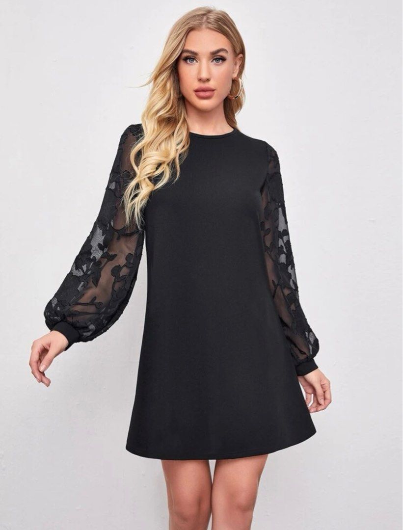 Shein Sheer Lantern Sleeve Dress (Category: Dresses) located in Quezon City. Submitted by itsbackontherack (Listing ID 1250225427, Image 1). Description: LIKE NEW (Used twice) RFS: Decluttering.