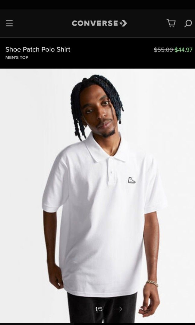 Converse Shoes patch white polo tees men Men s Fashion Tops Sets Tshirts Polo Shirts on Carousell