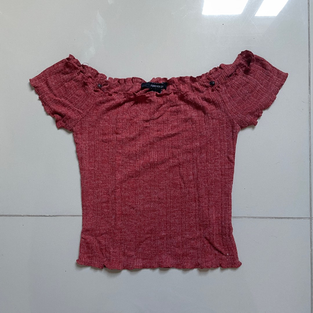 Forever 21 red shop off the shoulder top
