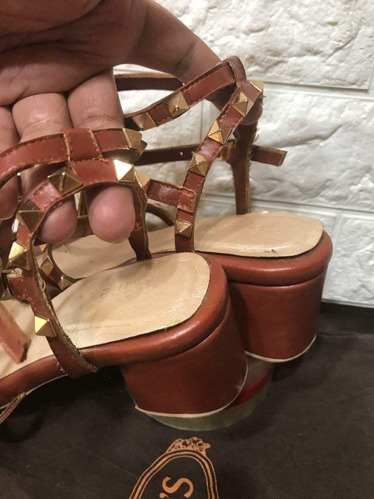 Studded Shoes (Category: Heels) located in Davao. Submitted by mj_2021 (Listing ID 1250208481, Image 3). Description: Preloved, customized high heeled shoes 23.5 cm (in sole) leather, used with care.