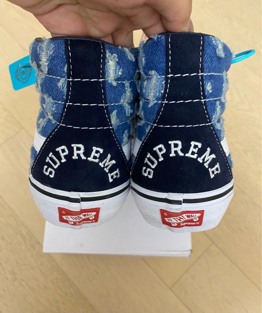 Supreme Vans Sk8-Hi Supreme Hole Punch Denim Blue, 男裝, 鞋, 波鞋