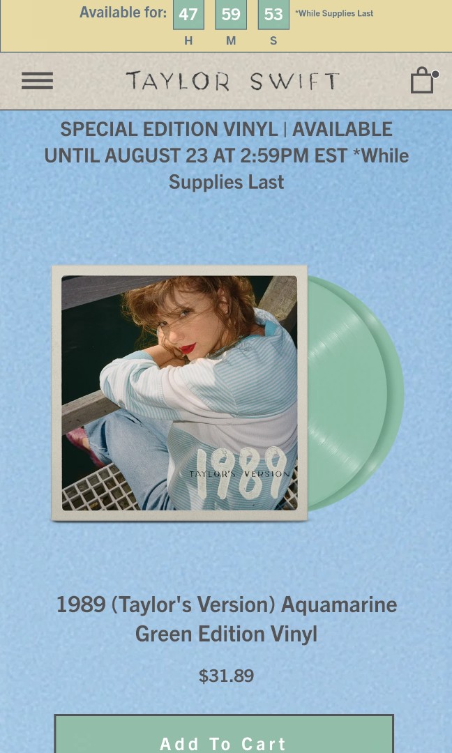 #Taylor Swift #1989 (Taylor's Version) Aquamarine Green 綠版黑膠