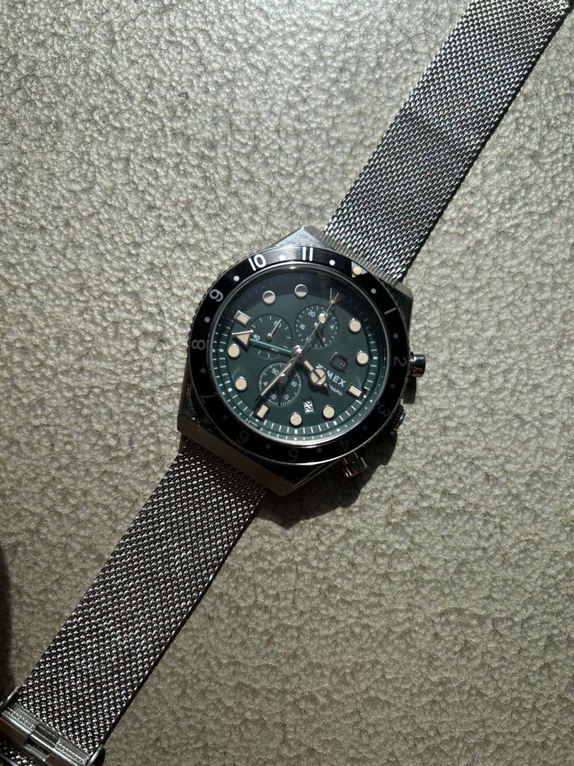 TIMEX Q】大人気ペプシカラー 3連GMT風ベルト交換済み - 腕時計