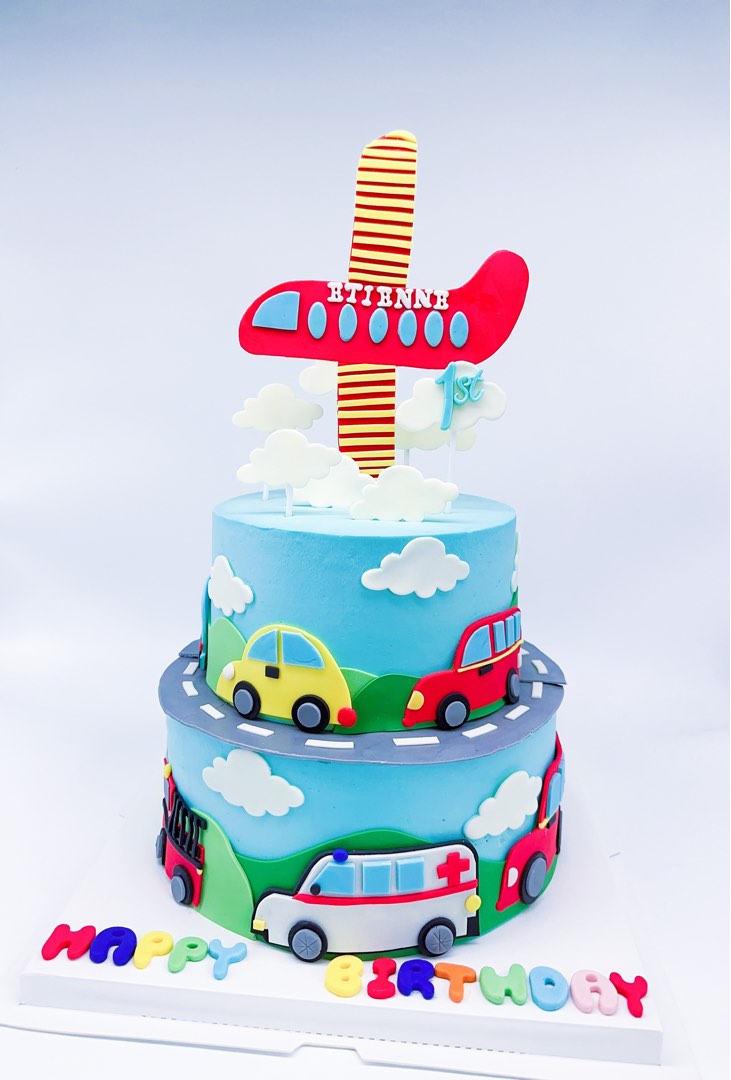 Amazon.com: PureArte DIY Happy Birthday Transportation Theme Cake  Decoration Set For Kids Party Decoration Car Train Plane Helicopter Props :  Grocery & Gourmet Food