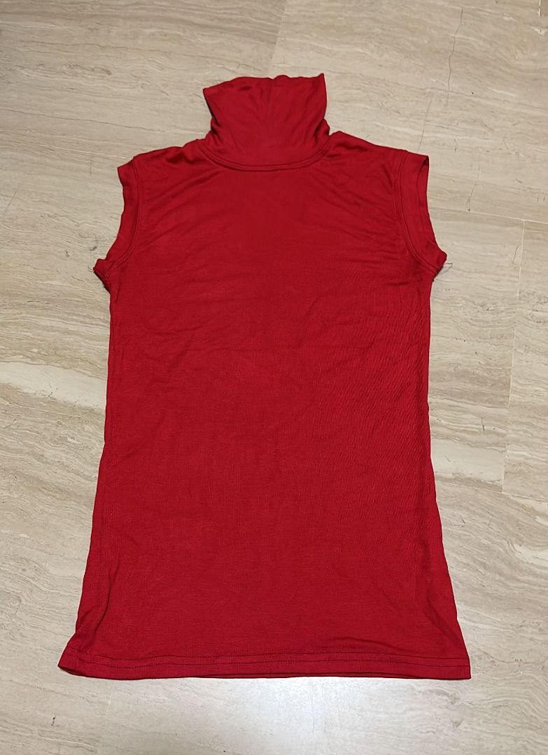Turtleneck sleeveless Tank Top Fress Size Red