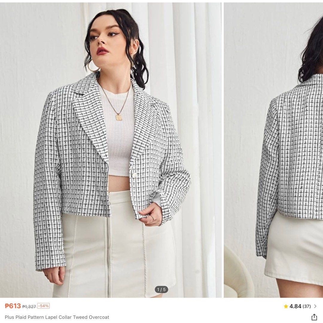 Raw Trim Cropped Tweed Coat