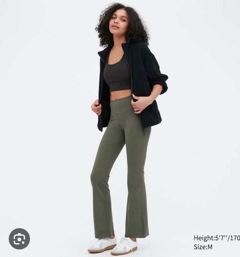 UNIQLO AIRism Soft Flare Leggings Bell Bottom Bootcut Flare Pants - Olive,  Women's Fashion, Activewear on Carousell
