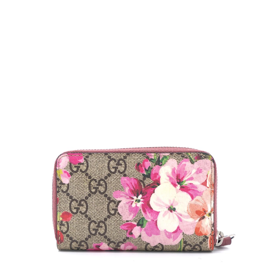 Gucci Chain Wallet Monogram GG Supreme Blooms Antique Rose in