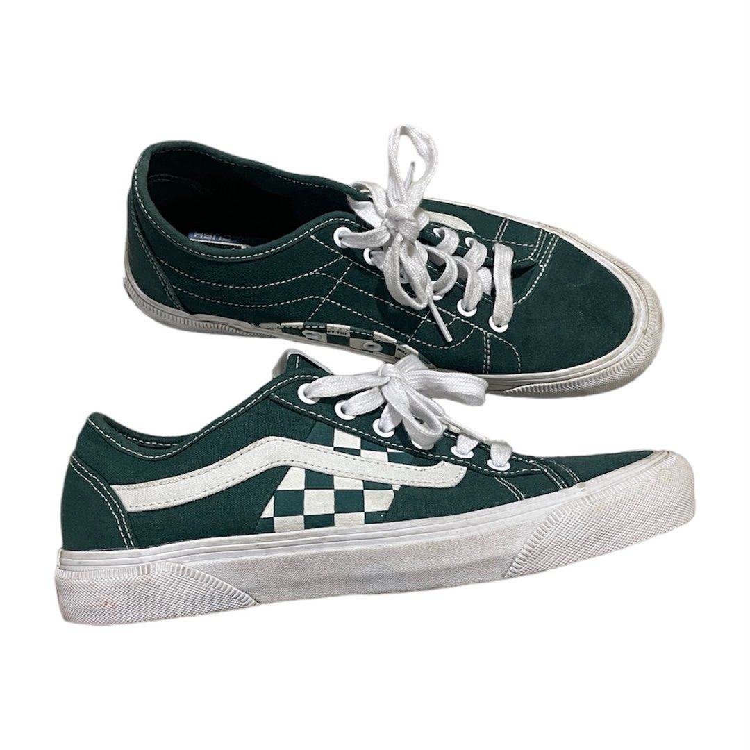 Green and black checkerboard vans hot sale